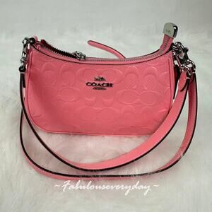 Coach Teri Mini Crossbody Bag In Signature Leather With Heart Charm Pink CCZ29
